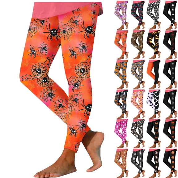 Danhjin Women's Halloween Leggings Print High Waist Yoga Pants Casual Fashion Graphic Workout Running Gym Trousers