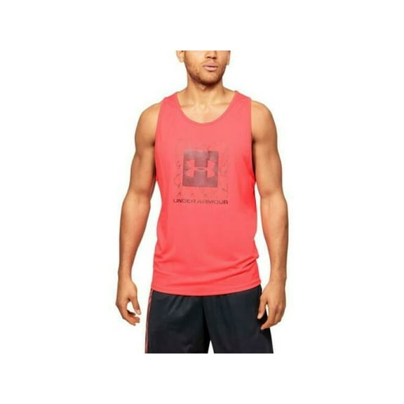 UNDER ARMOUR Mens Orange Logo Graphic Scoop Neck Tank Top S