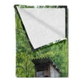 thumbnail image 2 of Outhouse Soft Flannel Fleece Blanket, Worn out Cottage Hut in Abandoned Forest Spring Time Vivid Design Image, Cozy Plush for Indoor and Outdoor Use, 50" x 60", Fern Green and Grey, by Ambesonne, 2 of 5