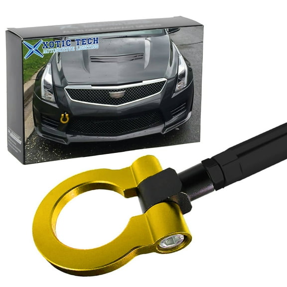 Xotic Tech Sport Track Racing Style CNC Aluminum Screw-on Tow Hook Front Bumper Compatible with Mazda 3 6 CX-5 MX-5 or Cadillac XLR or Chevrolet Corvette (Gold)