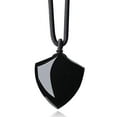 thumbnail image 1 of COAI Mens Black Obsidian Shield of Faith Pendant Amulet Necklace, 1 of 4