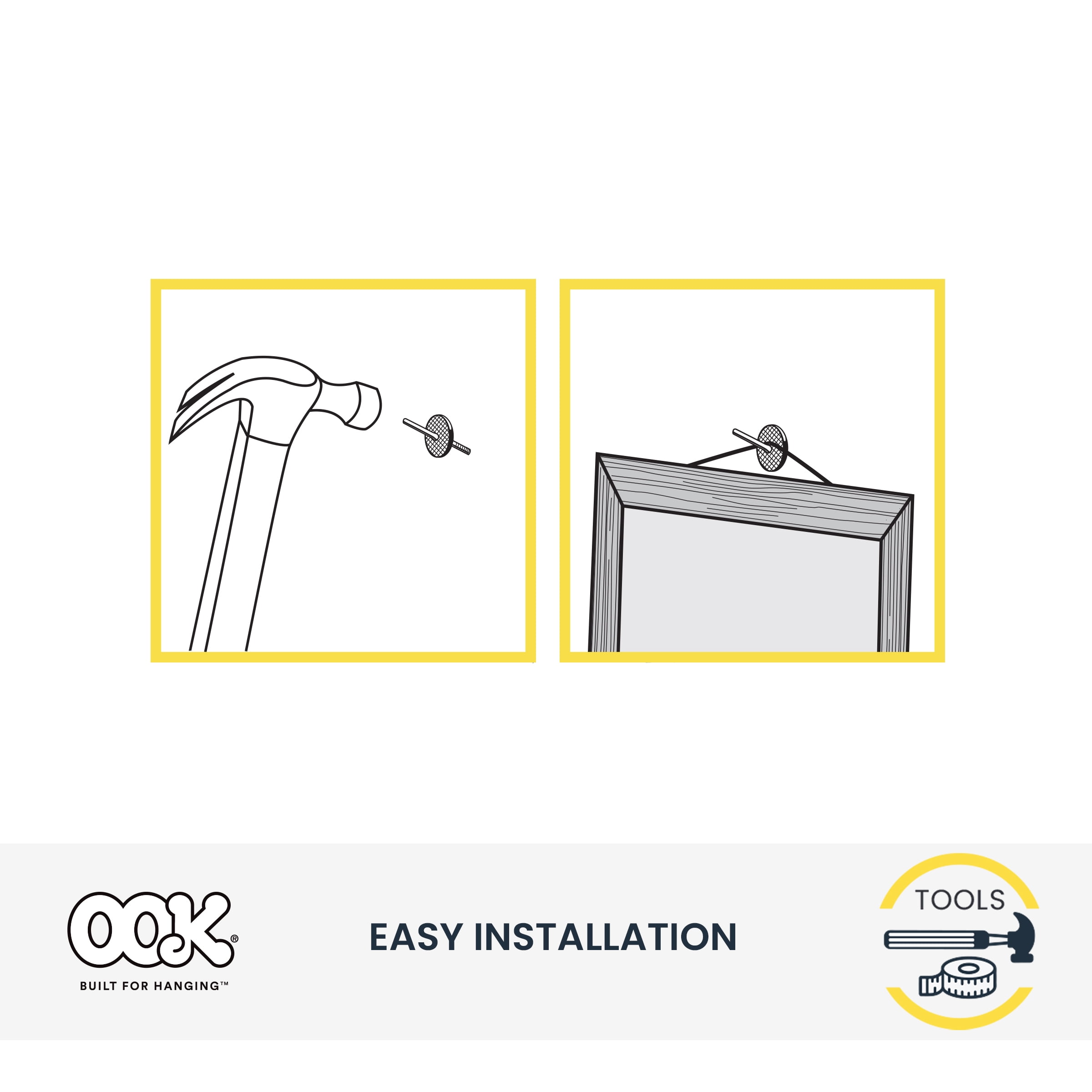 (3 pack) Ook One-Step Picture Hanger, Push Pin, 40 lbs, Steel, Brass, Gold, 4 pack