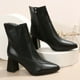 thumbnail image 5 of NECHOLOGY Botas Mujer Adulto Femenino Zapatos Botines de mujer Botas de moda de tacón grueso con cremallera lateral en punta de cuero de color sólido retro para mujer (Black, 6.5), 5 of 6