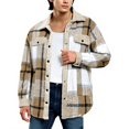 thumbnail image 3 of YODETEY Men’s Plaid Sherpa Jacket, Midweight Casual Winter Plaid Outer Shirt Jacket, Big and Tall ,Size S-2XL, 3 of 4