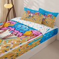 thumbnail image 3 of Castle Fairy Baseball Ice Cream Print Zipper Full Size Comforter Sets with Fitted Sheet and 2 Pillowcases, Sport Theme Zipper Bedding Set, Blue Pink Yellow,4pcs, 3 of 6