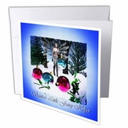 3dRose Christmas Helper Fairy and Christmas Bulbs, Greeting Cards, 6 x 6 inches, set of 12