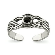 Primal Silver Sterling Silver Antiqued Black Cubic Zirconia Toe Ring