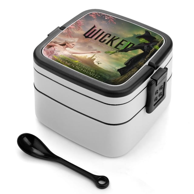 Wicked: La Película Fiambrera de Doble Capa, Contenedor de Almuerzo Portátil Apilable, Almacenamiento de Alimentos Hermético a Prueba de Fugas, 1000ml