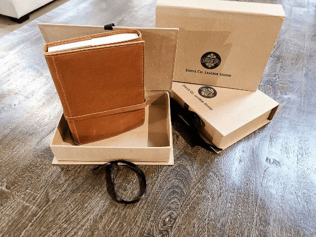 Status Co. Soft Cover Unique Leather Journal - Sketchbook Gift for Writers and Travelers - Leather Bound Diary With Card Holder - Brown