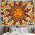 thumbnail image 2 of PRATYUS Yellow Sun and Moon Tapestry Hippie Indie Tapestries Boho Orange Flower Floral Tapestry Wall Hanging Cool Vintage Aesthetic Wall Tapestry for Bedroom Living Room Dorm  Painting, 2 of 6