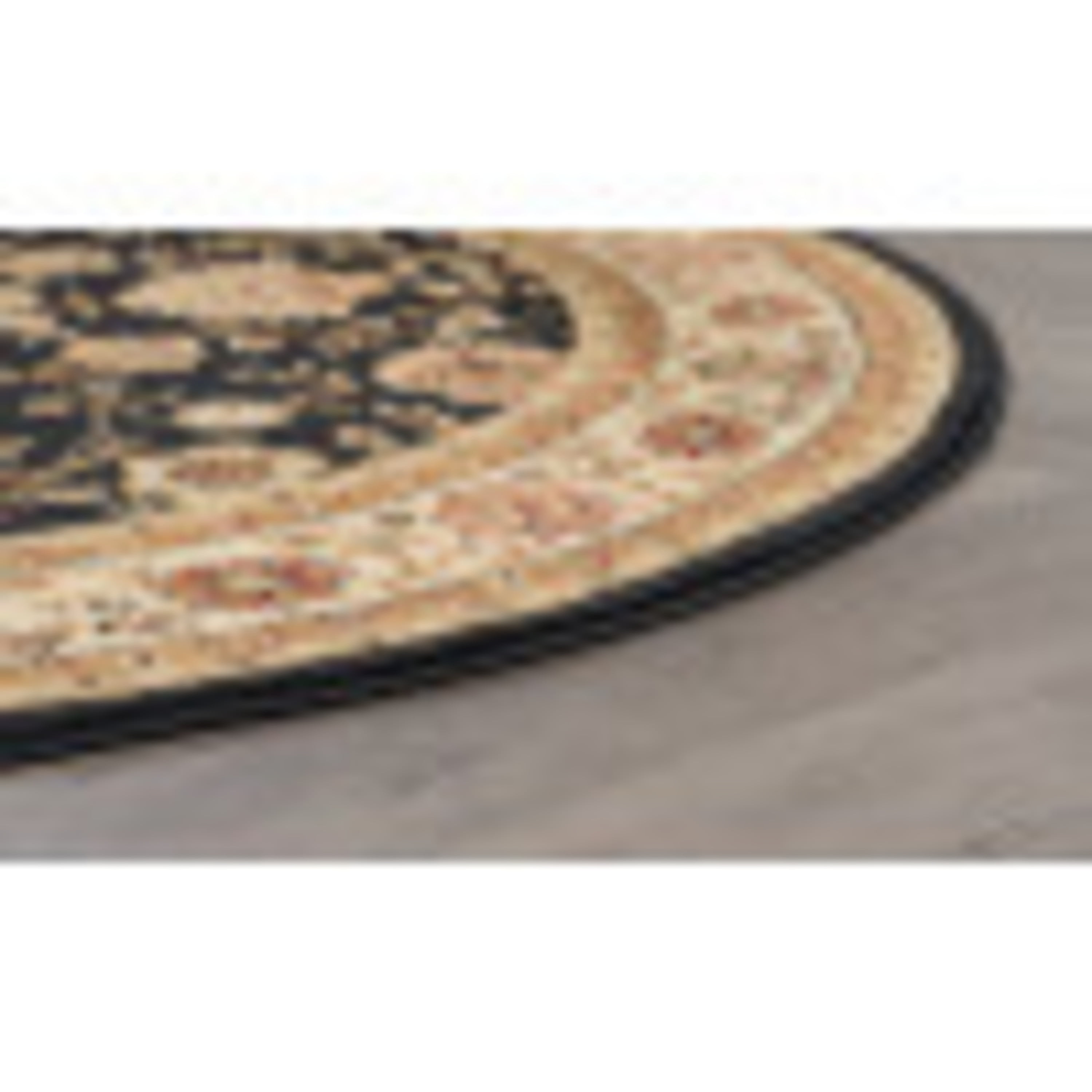 Traditional Area Rug (7'10'' Round) Floral Black, Beige Indoor Round Easy to Clean