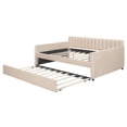 thumbnail image 4 of Royard Oaktree Upholstered Full Size Daybed with Twin Size Trundle, Soft Velvet Sofa Bed Frame, Beige, 4 of 7
