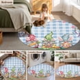 thumbnail image 5 of Round Rug 5Ft Washable Non-Slip, Easter Bunny Gnomes Circle Area Rugs for Living Room Bedroom, Spring Easter Eggs Floral Blue Plaid Indoor Floor Mats Carpet Runner for Home Decor Aesthetic, 5 of 8