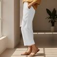 thumbnail image 6 of Fmbrln Ankle Pants for Women Casual Comfy Stretchy Waist Work Pants Summer Fashion Loose Straight Leg Pants with Pockets, 6 of 9