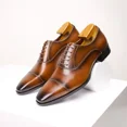 thumbnail image 4 of Men's Leather Formal Dress Oxfords Lace Up Shoes Wedding Brown, 4 of 7