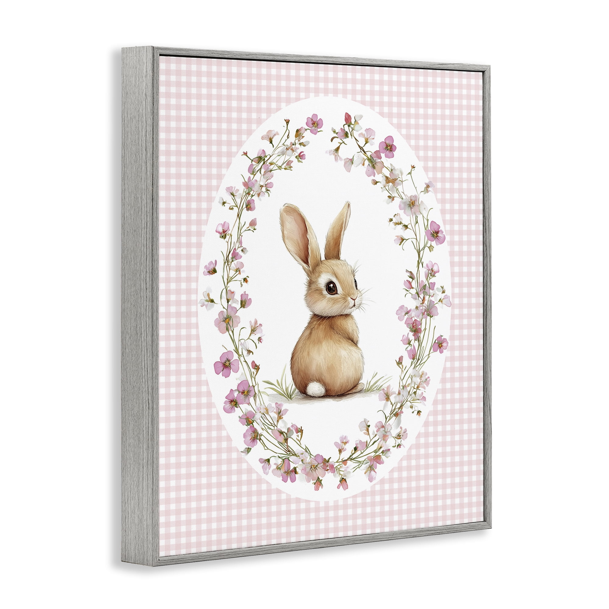 Stupell Industries Spring Gingham Rabbit Gray Framed Giclee Art, design by Christine Simpson Art