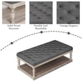 thumbnail image 4 of Cuzobro Ottoman Coffee Table, Large Rectangle Ottoman with Storage - Upholstered Cushioned Bench for Living Room, Tufted Linen Fabric with Solid Wood Shelf, Entryway Bench(Dark Gray), 4 of 8
