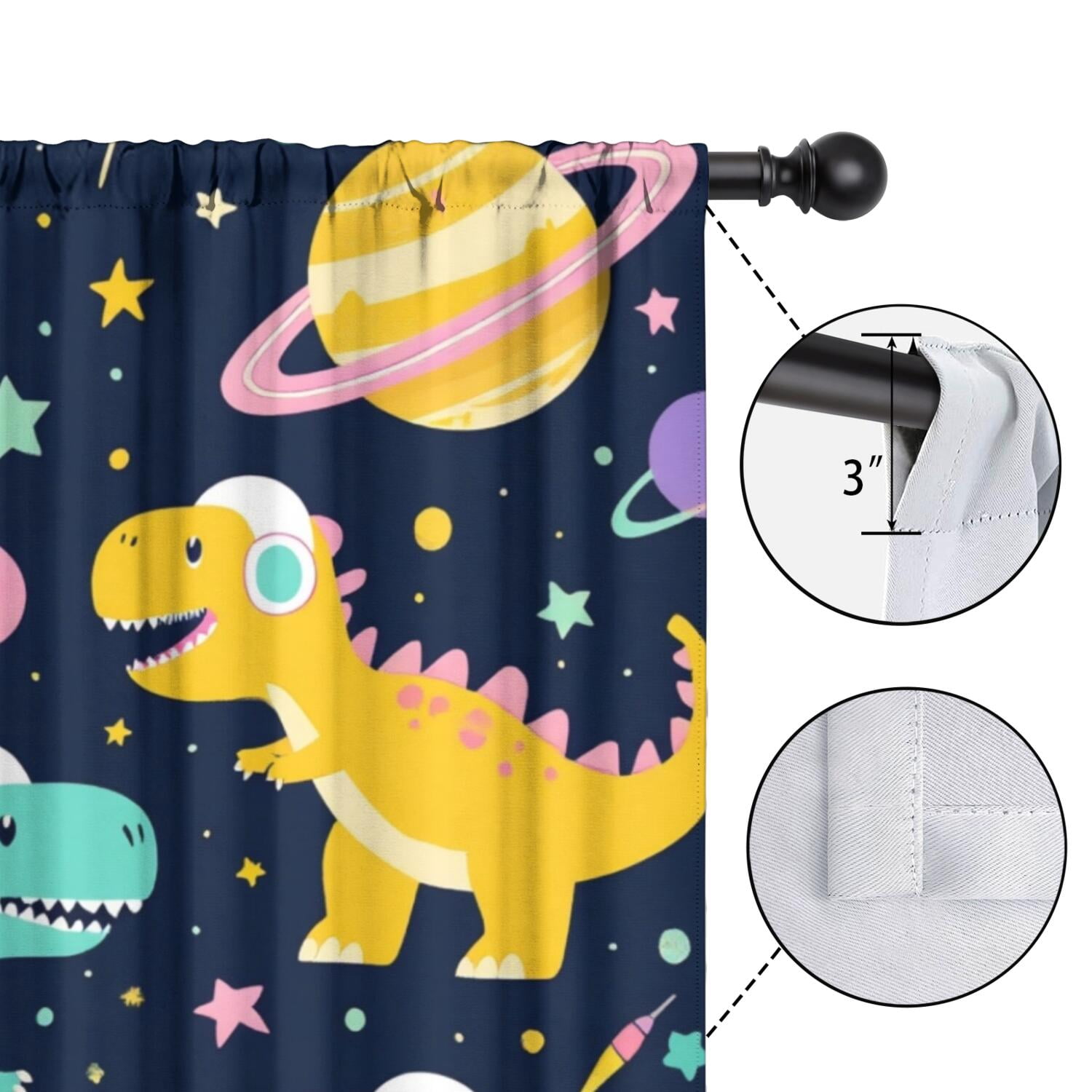 Blackout Kids Curtains,Cute Dinosaur Pattern Childrens Insulated Curtains Set Of 2,Bedroom Essentials,Toddler Room Decor 52x63in(132x160cm)