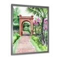 thumbnail image 2 of Designart 'Traditional Gate On Path In Tropical Oasis' Tropical Framed Art Print, 2 of 4