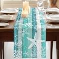 thumbnail image 3 of Table Runners 72 Inches Long Dress Scarves, Teal Coastal Beach Farmhouse Kitchen/Dining Table Runner, Coffee Tablerunners, Nautical Starfish Coral Vintage Wooden 13x72 Inch, 3 of 9