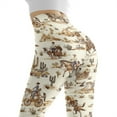 thumbnail image 5 of DISNIMO Cowboy Cactus Printed Women Yoga Pants Long, High Waisted Yoga Pants Tummy Control, Breathable Workout Leggings for Running Cycling, Beige, M, 5 of 6
