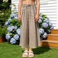 thumbnail image 7 of Zanarzt Girls Pants Toddler Kids Summer Cotton Linen Pants Boys Girls Casual Plaid Long Pant Beach Pants 3-4 Years,Coffee, 7 of 7