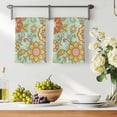 thumbnail image 3 of Teal Green Boho Floral Kitchen Towels Set of 2, Vintage Abstract Art Ethnic Flowers Absorbent Dish Towels for Kitchen, Microfiber Hand Towel, Quick Drying Tea Towel for Cleaning Decorative Dishcloths, 3 of 7
