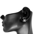 thumbnail image 2 of Sterling Silver Rhodium Plated Greek Meandros Key Stud Earrings, 5 x 5mm, 2 of 2