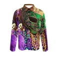 thumbnail image 4 of lcziwo Mens Mardi Gras Shirts Long Sleeve Novelty Mask Graphic Print Button Down Shirt Tuesday Carnival Party Blouse Tops Fashion Casual Lapel Shirts Multicolor XL, 4 of 6