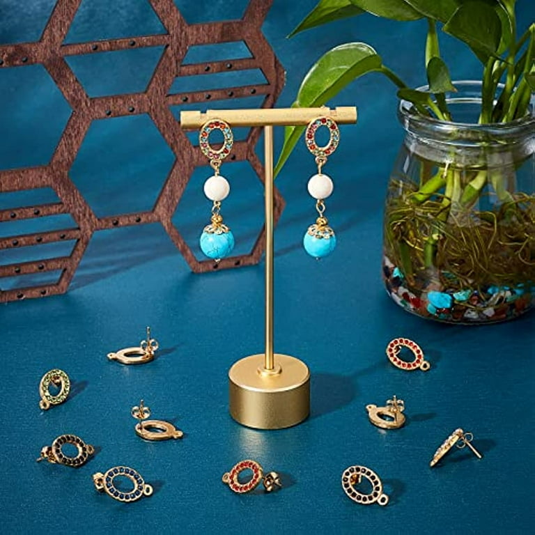 12Pcs 6 Colors Oval Stud Earring Findings Hypoallergenic
