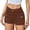 02 Brown, variant on Weiqiqre Jean Shorts Womens High Waisted Summer Cotton Stretchy Casual Pull On Beach Elastic Waist Denim Shorts with Pockets