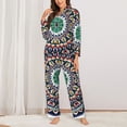 thumbnail image 2 of Honeii Colorful With Blue Oriental Print Women's Pajama Sets Long Sleeve Button Down Sleepwear Nightwear Soft Pjs Lounge Sets 2PCS-XX-Large, 2 of 7