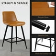 thumbnail image 3 of Dycanpo Modern Faux Leather 24 Inch,Counter Height Bar Stools Set of 2,for Home Kitchen, Whiskey Brown, 3 of 6