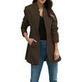 thumbnail image 1 of Gibobby Blazer de mujer casual Chaqueta De Mujer Casual Blazer Un Botón Encogimiento De Hombros Traje De Manga Larga Adelgazante(Café,M), 1 of 5
