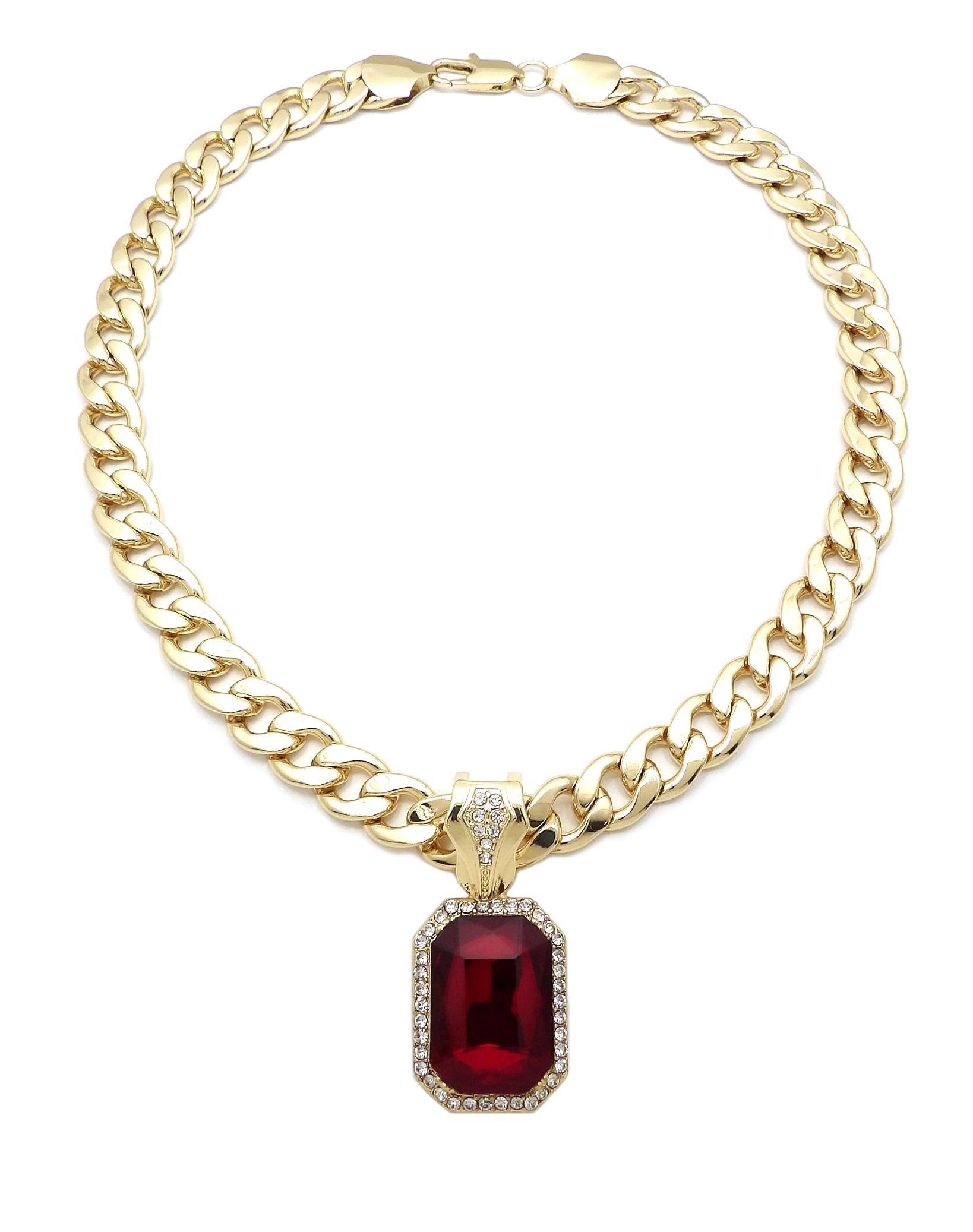 Iced Out Red Ruby Pendant 