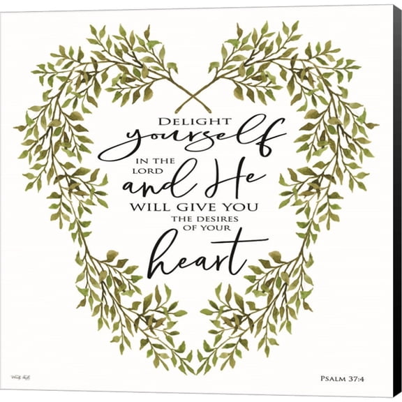 Great Art Now Delight Yourself Heart Wreath by Cindy Jacobs, Canvas Wall Art, 12W x 12H