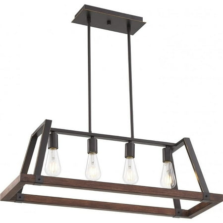 Nuvo Lighting 60/6884 Outrigger 4 Light 32 Wide Linear Chandelier - Mahogany Bronze /