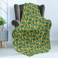 thumbnail image 4 of Banana Soft Flannel Fleece Blanket, Exotic Fruit Arrangement on a Blue Toned Background Retro Style Hawaiian, Cozy Plush for Indoor and Outdoor Use, 70" x 90", Mustard Pale Blue Fawn, by Ambesonne, 4 of 5