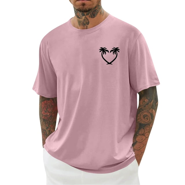 Birdeem Chemises pour Hommes Imprimé Col Rond Mode Décontractée Manches Courtes Blouses