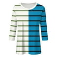 thumbnail image 4 of Lmnyox Striped T Shirt for Women Crew Neck 3/4 Sleeve Tunic Tops Summer Casual Shirts Trendy Clothes, 4 of 5
