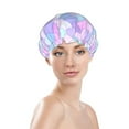 thumbnail image 3 of Kdxio Rainbow Scales Print Shower Cap for Women,Elastic and Reusable,Double Waterproof Layers Bathing Hat, 3 of 9