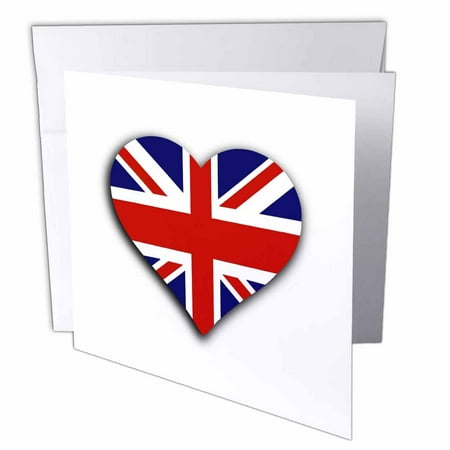 Custom Cards Uk 3dRose British Flag Heart - UK Union Jack for England and Great Britain fans - Greeting Cards, 6 by 6-inches, set of 6 ()