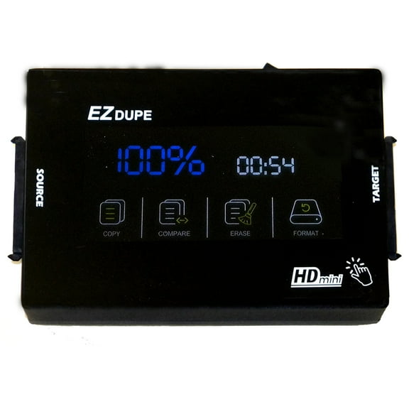 1 to 1 Hard Drive / SSD Duplicator - 2.5" & 3.5" SATA HDD Cloner 9GB/Min & Eraser with Touchscreen (SOHO HDmini)