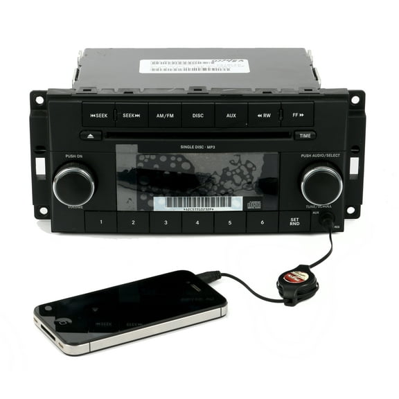08-09 Chrysler Dodge Jeep AM FM Single CD Player Aux In Face RES P68021159AE