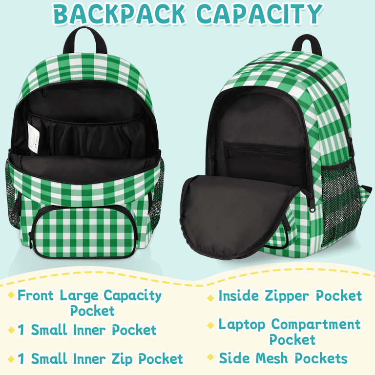 Checkered Laptop Backpack with Compartments Large Capacity Travel Daypack Amazon.com: Checkered Laptop Backpack for Women Girls, 15.6  main image 4