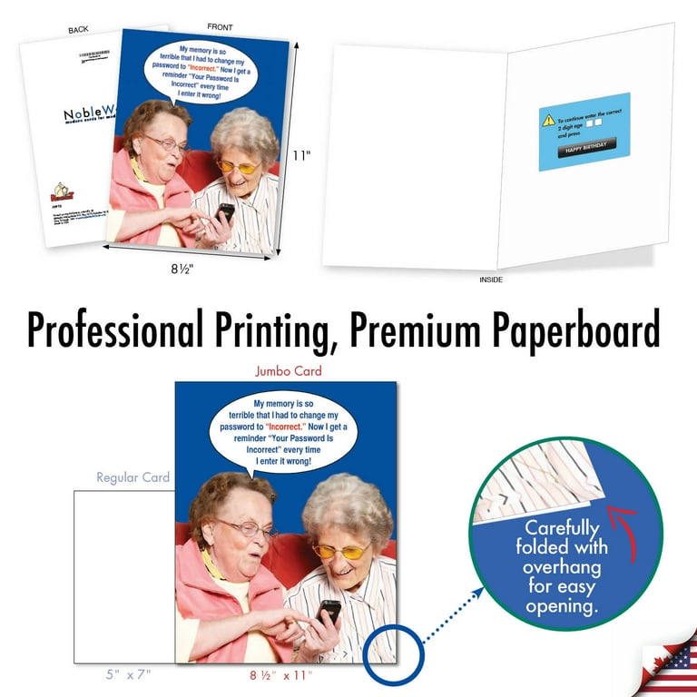 1 Large Funny Happy Birthday Greeting Card (8.5 x 11 Inch