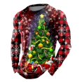 thumbnail image 4 of Mens Christmas T Shirts Long Sleeve Plaid Christmas Tree Graphic Pajamas Tee Crew Neck Casual Fall Winter Holiday Family Xmas Gift Mens T-Shirts Red L, 4 of 4