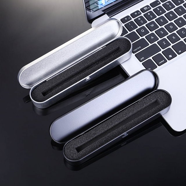 Estuche rectangular de hojalata, estuche táctico para lápices, estuche de papelería, caja de hierro con tapa abatible