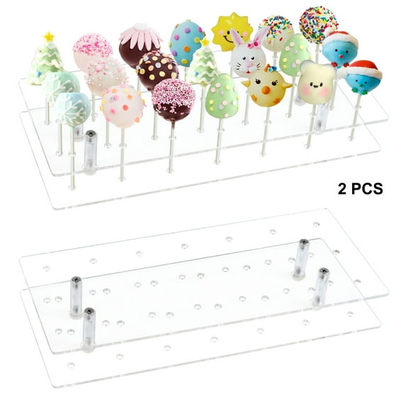 CECOLIC 21" x 11", Acrylic Lollipop Display Stand, Clear, 2 Tier, Party Cake Stand (2 Count)
