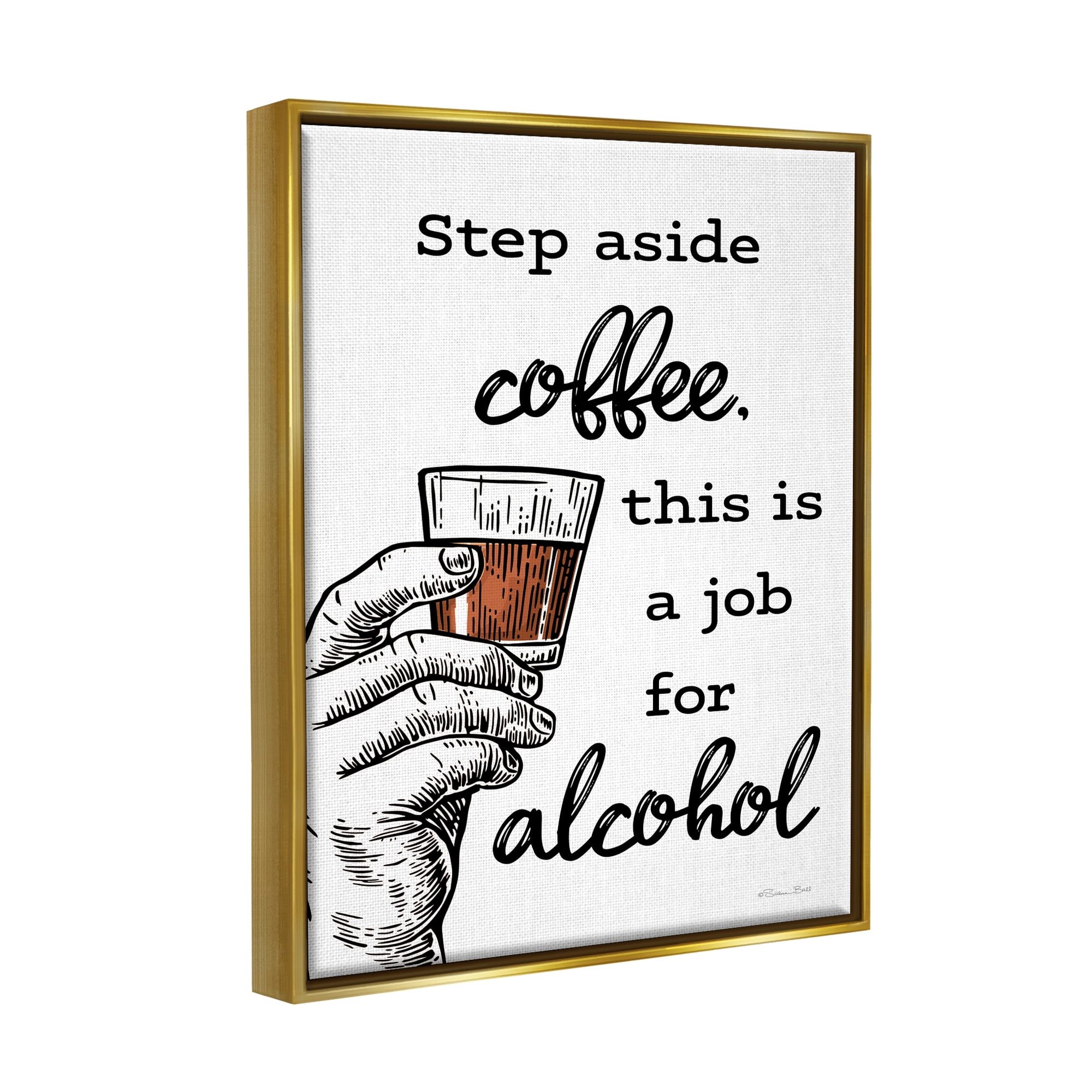 Stupell Industries Step Aside Coffee Funny Food & Beverage Painting Gold Floater Framed Canvas Art Print Wall Art, 25 x 31
